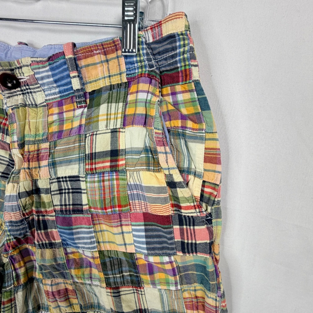 J.Crew Mens Patchwork Madras Plaid Shorts Multi-Color 100% Cotton Size 32W - Picture 2 of 9